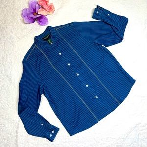 Lauren Jeans Co. Women's Blue Long Sleeve Blouse Top Shirt; 8P